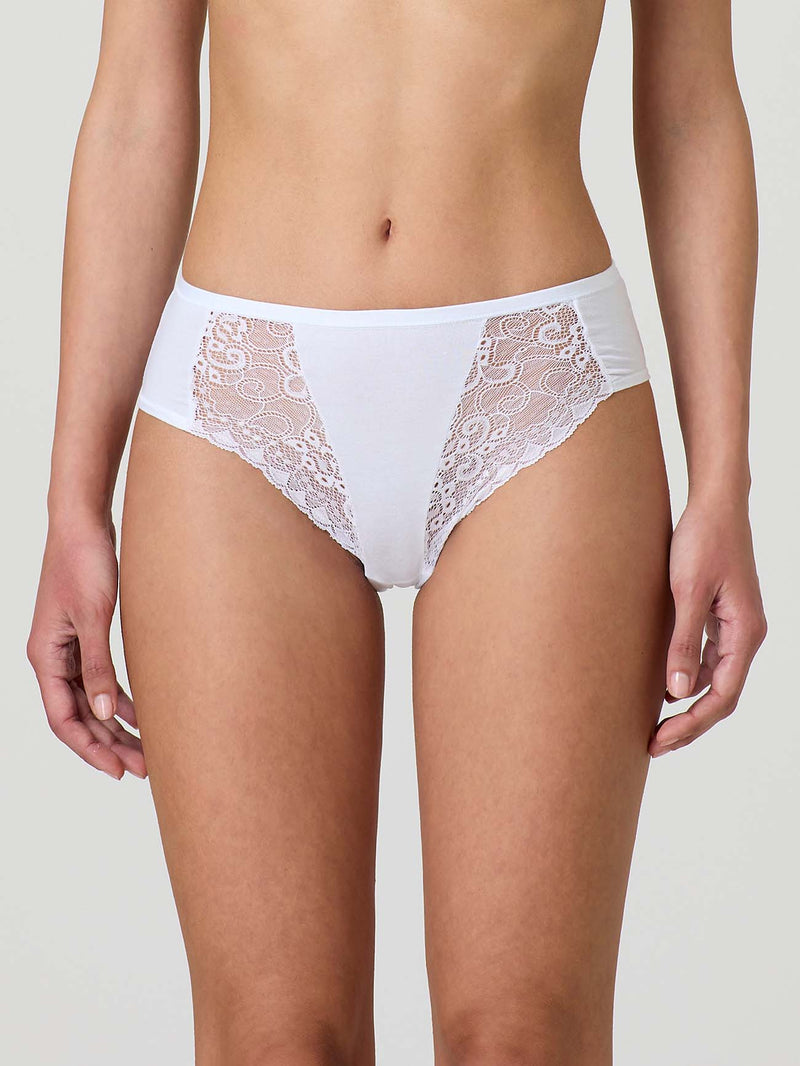 Stretch cotton midi with lace front