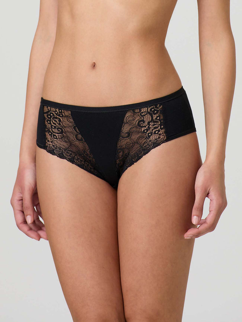 Stretch cotton midi with lace front