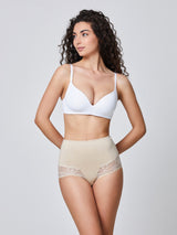 Culotte in cotone elasticizzato con pizzo frontale cipria