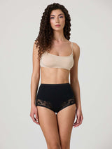 Stretch cotton culottes with lace front