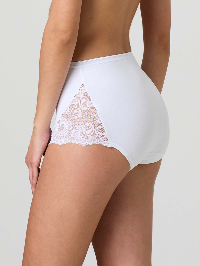 Culotte in cotone elasticizzato con pizzo laterale