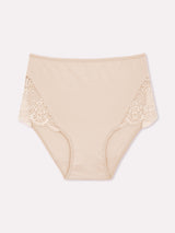 Culotte in cotone elasticizzato con pizzo laterale cipria