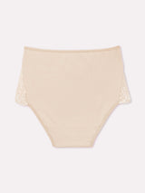 Culotte in cotone elasticizzato con pizzo laterale cipria
