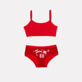 Jadea 180 brassiere e slip bimba rosso con stampe natalizie 