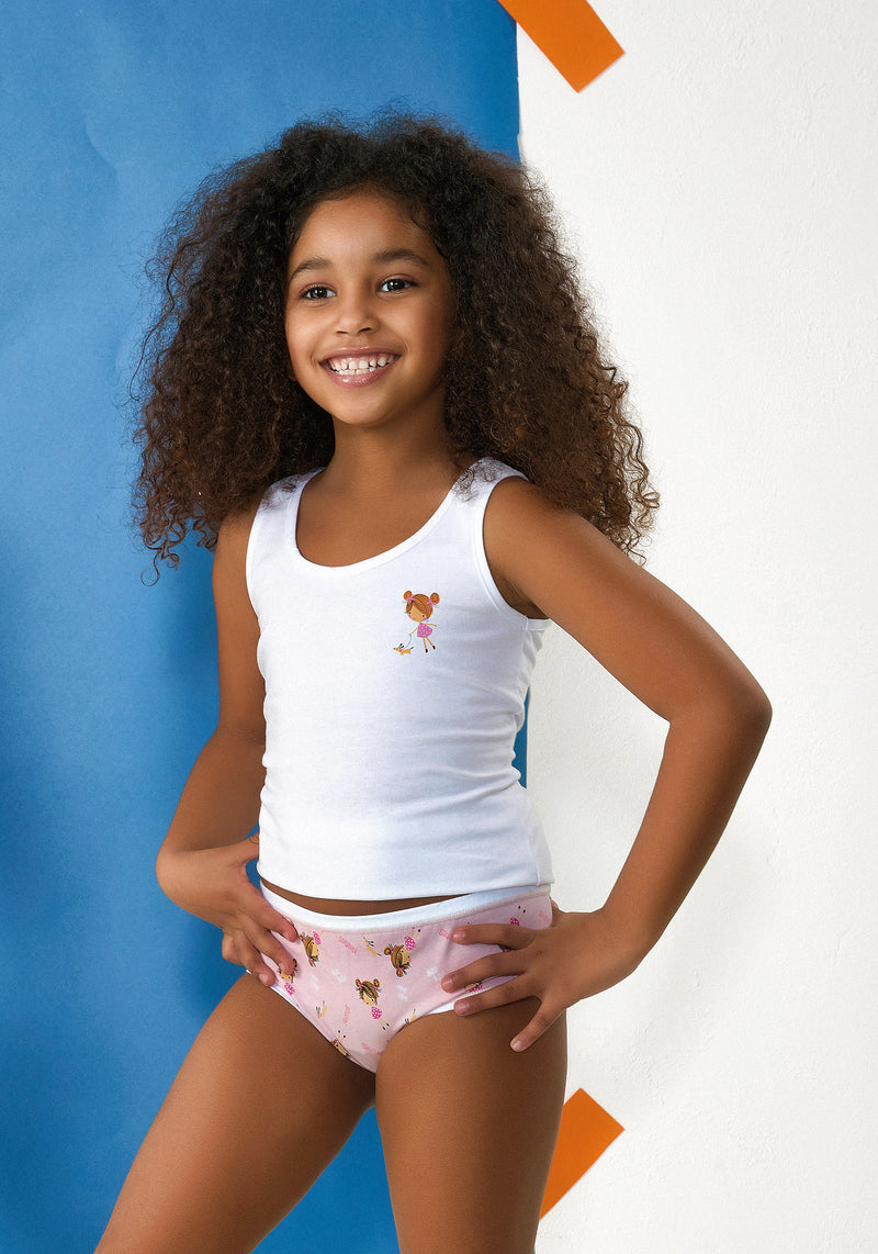 Jadea 182 canotta e slip bimba fantasia all over bamboline rosa