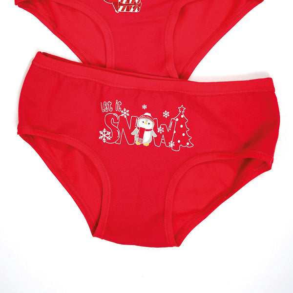 Jadea 232 slip bimba in cotone elasticizzato con disegni natalizi rosso neve