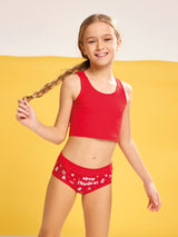 Jadea 242 slip bimba fascia alta in cotone con disegni natalizi rosso natale