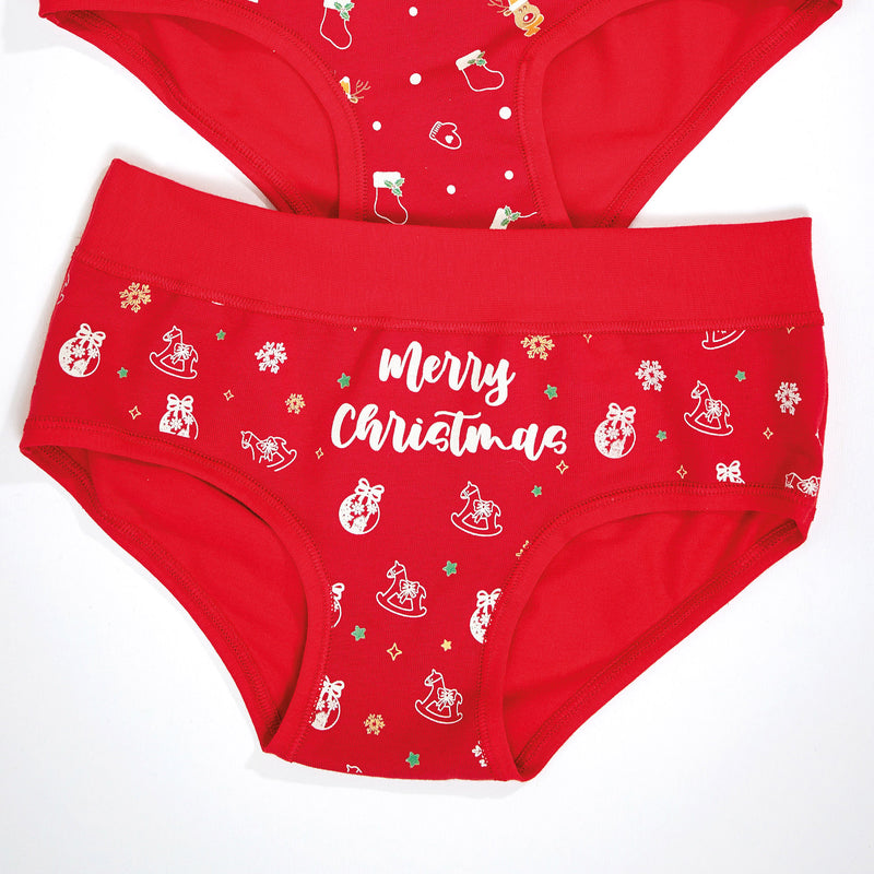 Jadea 242 slip bimba fascia alta in cotone con disegni natalizi rosso neve