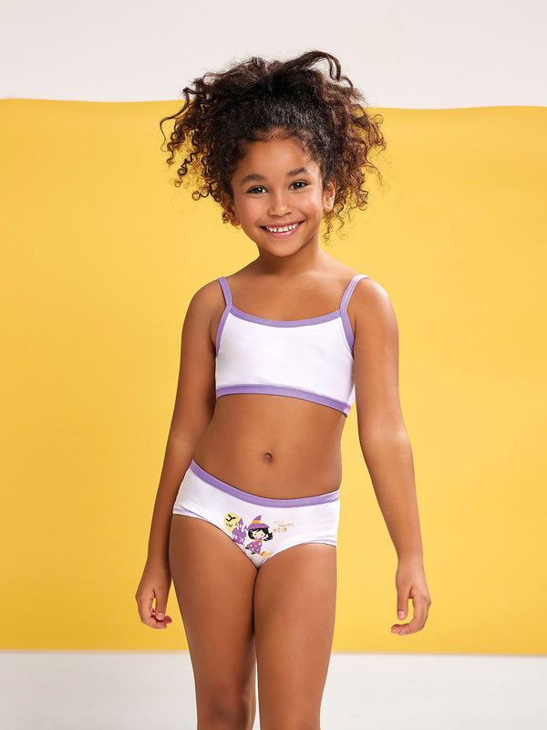 Jadea 247 coordinato bimba cotone con brassiere fantasia halloween bianco
