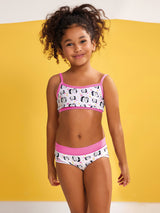 Jadea 248 coordinato bimba cotone con brassiere fantasia pinguini bianco all over   
