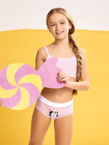 Jadea 248 coordinato bimba cotone con brassiere fantasia pinguini rosa
