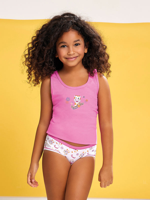 Jadea 250 coordinato bimba cotone con top fantasia mucca bianco all over
