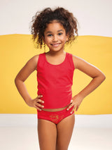 Jadea 251 coordinato bimba canotta e slip in cotone con disegni natalizi rosso glitter oro