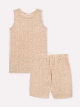 Jadea 3249 pigiama corto in costina con canotta e pantaloncino nocciola melange