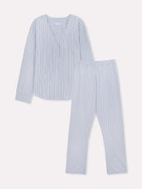 Jadea 3250 pigiama lungo in cotone jaquard a righe fiordaliso