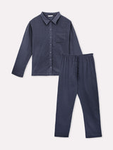 Jadea 3272 pigiama lungo effetto crepe con maglia a camicia denim