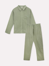 Jadea 3272 pigiama lungo effetto crepe con maglia a camicia denim