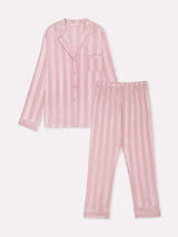 Jadea 3290 pigiama lungo in raso a righe con bottoni rosa
