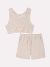 Jadea 3296 pigiama corto in spugna di cotone con crop top sabbia
