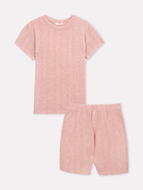 Jadea 3305 pigiama corto con pantaloncino in costina traforata fard melange