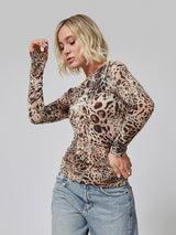 Jadea 4001 maglia in modal con cashmere animalier beige