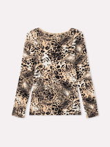 Jadea 4001 maglia in modal con cashmere animalier beige
