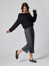 Jadea 4012 pantalone cropped principe di galles antracite