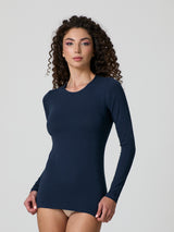 Maglia a girocollo in cotone elasticizzato