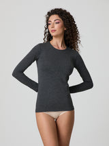Maglia a girocollo in cotone elasticizzato