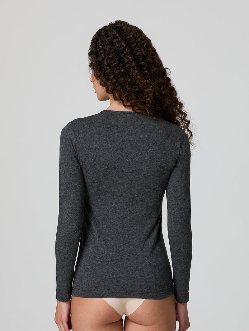 Maglia a girocollo in cotone elasticizzato