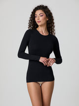 Maglia a girocollo in cotone elasticizzato