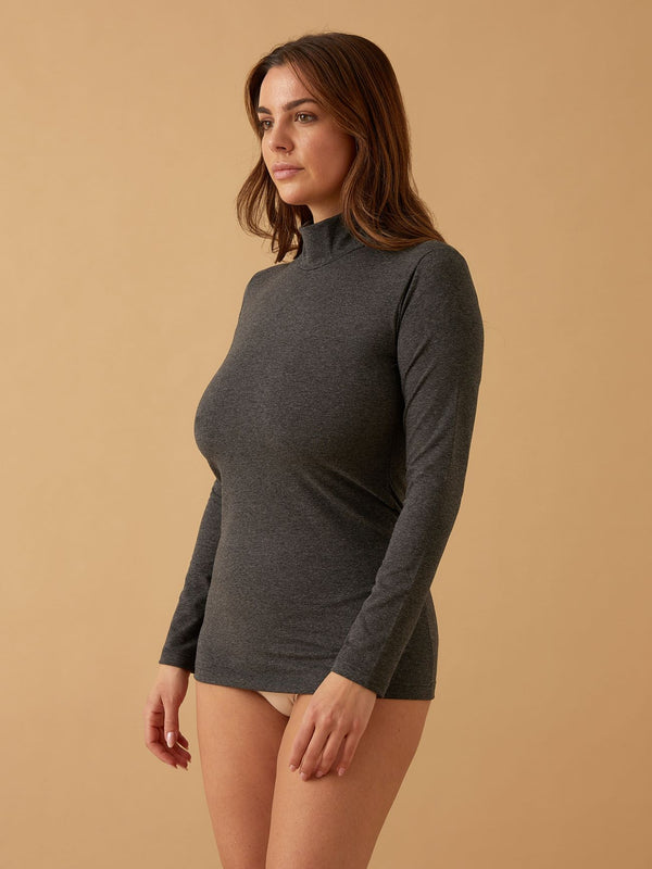 Long-sleeved turtleneck in stretch cotton