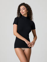 Half-sleeved turtleneck in stretch cotton
