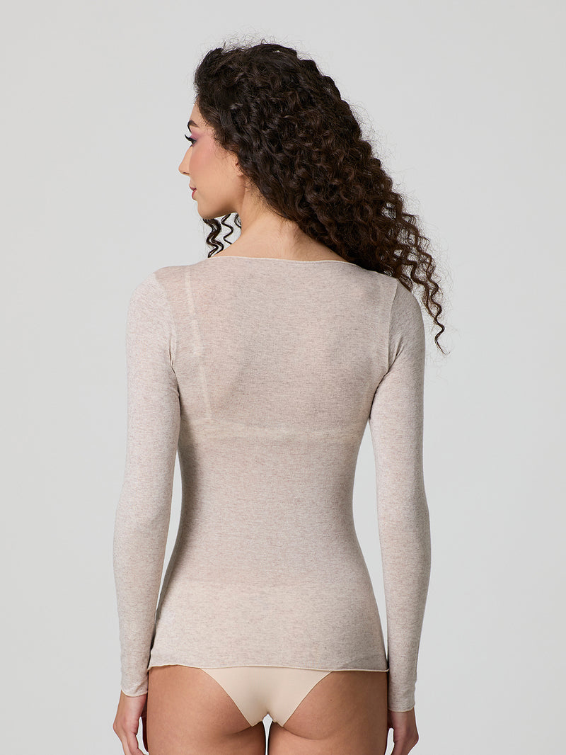 Maglia scollo a barca con cashmere