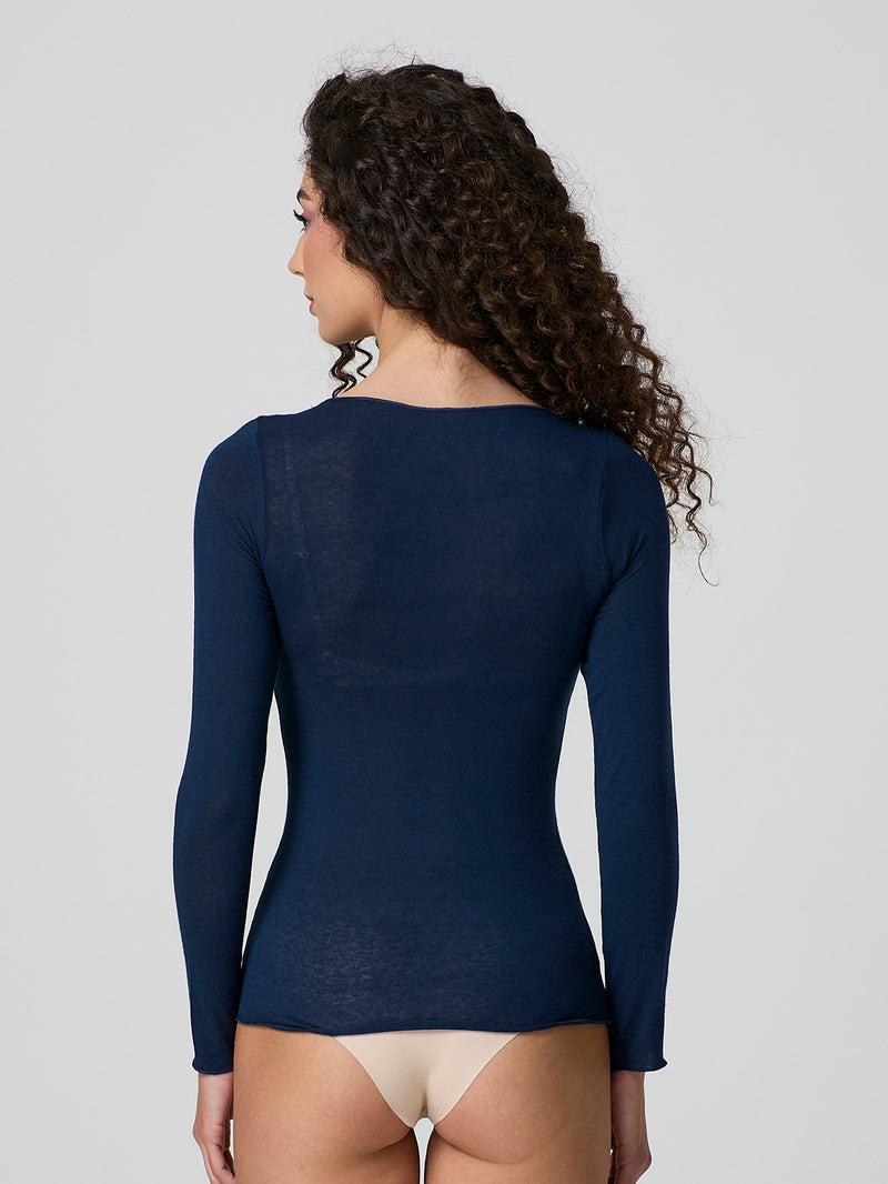 Maglia scollo a barca con cashmere