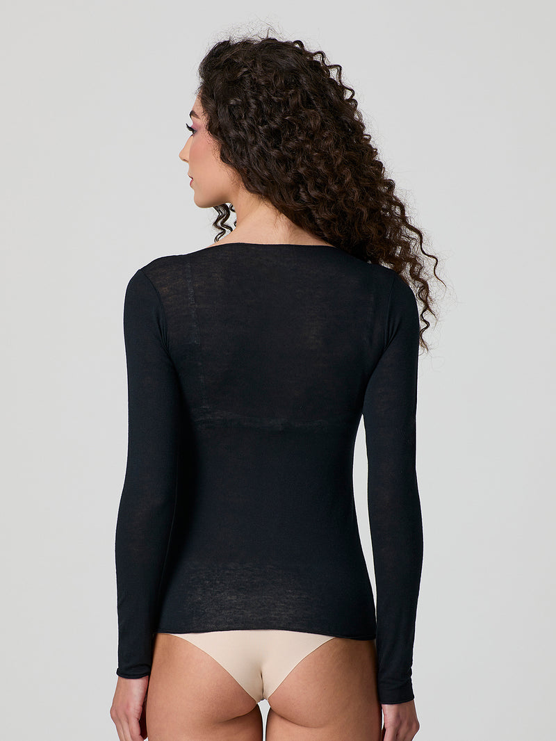 Maglia scollo a barca con cashmere