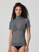 Half-sleeve turtleneck with cashmere