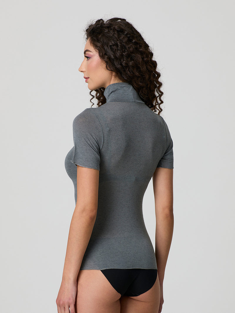 Half-sleeve turtleneck with cashmere