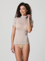 Half-sleeve turtleneck with cashmere