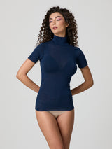 Half-sleeve turtleneck with cashmere