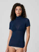 Half-sleeve turtleneck with cashmere