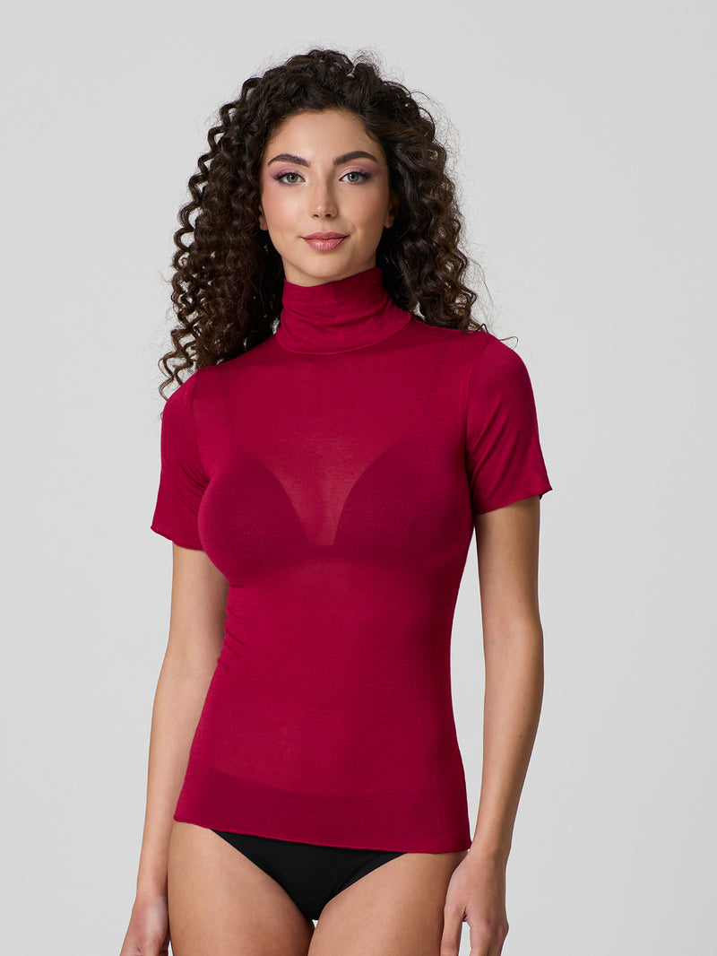 Half-sleeve turtleneck with cashmere