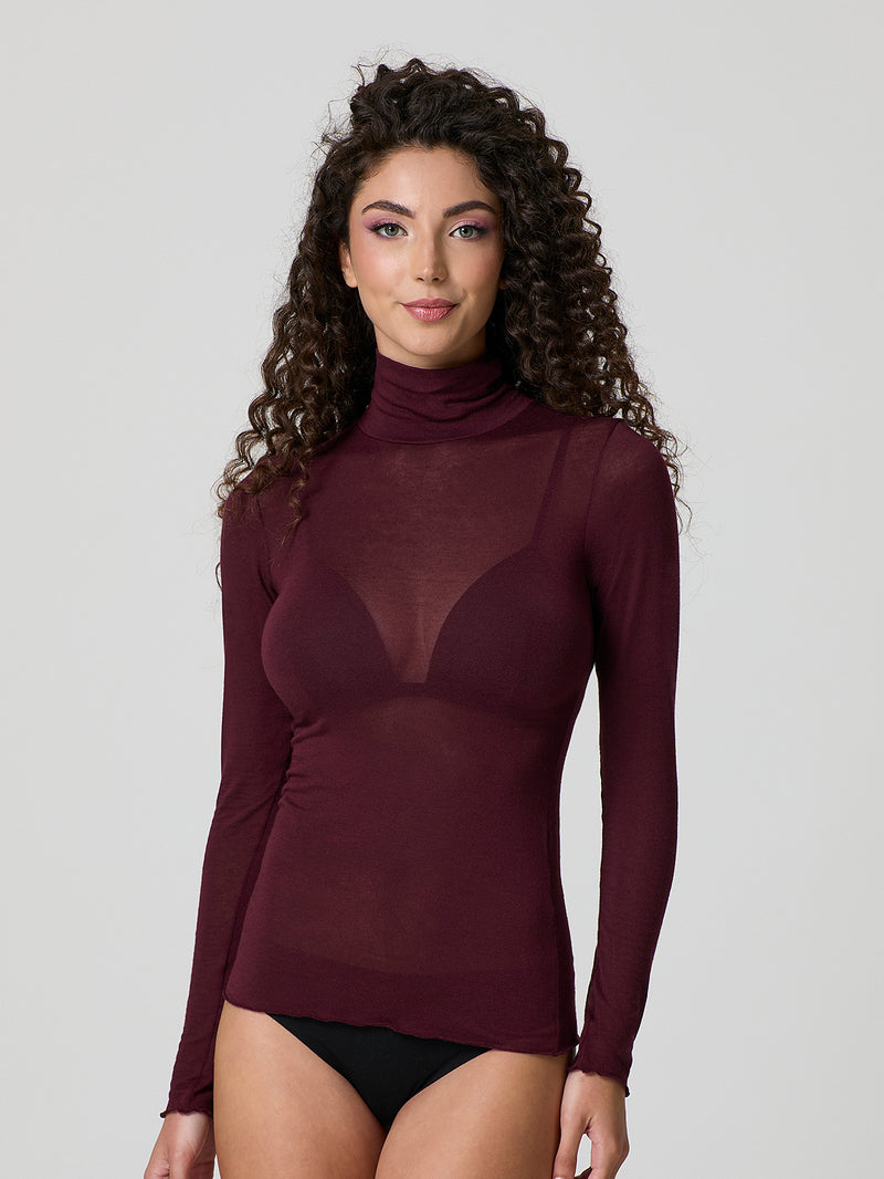 Jadea 4066 dolcevita manica luna con cashmere vinaccia