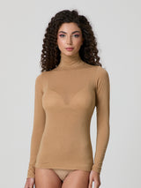 Jadea 4066 dolcevita manica lunga con cashmere cammello