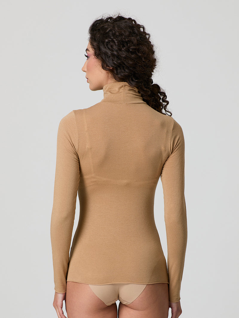Jadea 4066 dolcevita manica lunga con cashmere cammello