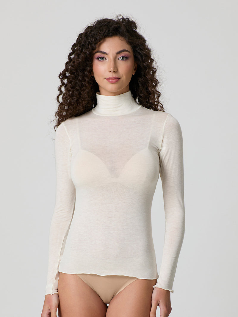 Dolcevita a manica lunga con cashmere