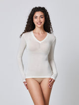 Jadea 4069 maglia con cashmere scollo a V latte