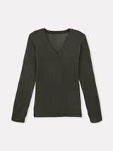 Jadea 4069 maglia con cashmere scollo a V oliva