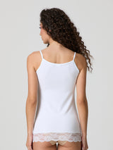 Cotton modal tank top with lace
