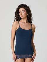 Cotton modal tank top with lace